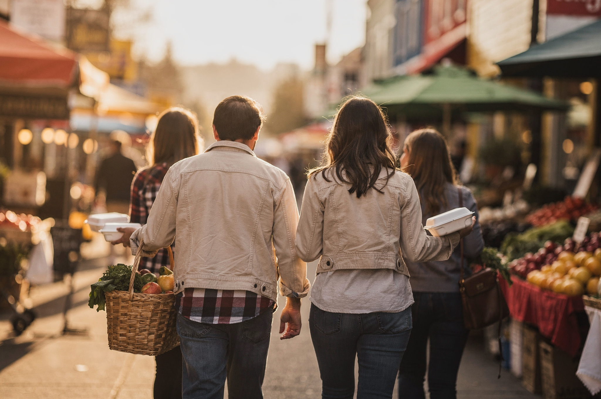 explore surrey spice trail v2 Newton Surrey: Neighbourhood Food Tour people walking with takeout food along a Surrey food street