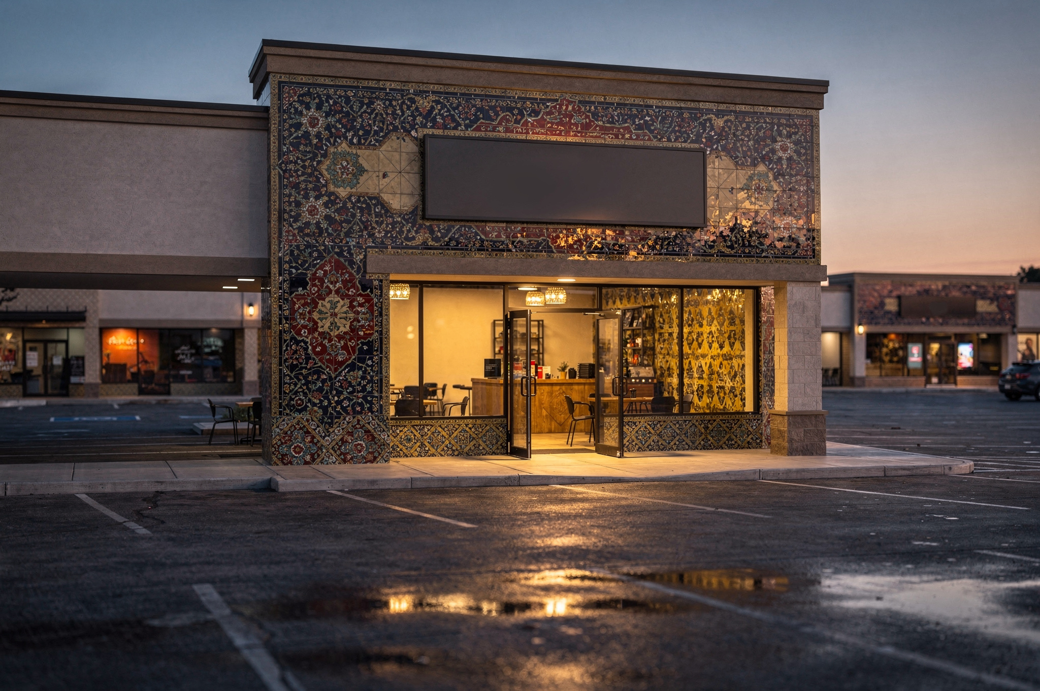 afghan restaurant storefront in strip mall