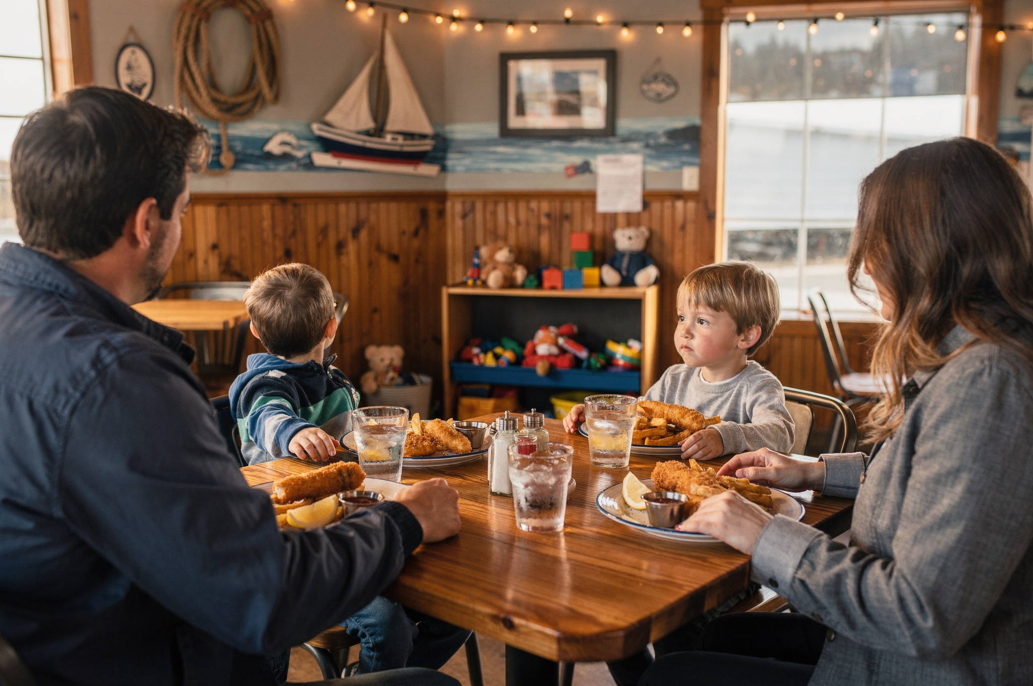 kid friendly seafood restaurants fzizq v2 Surrey BC Family Restaurants Kids Love kid friendly seafood restaurant with family enjoying fish and chips