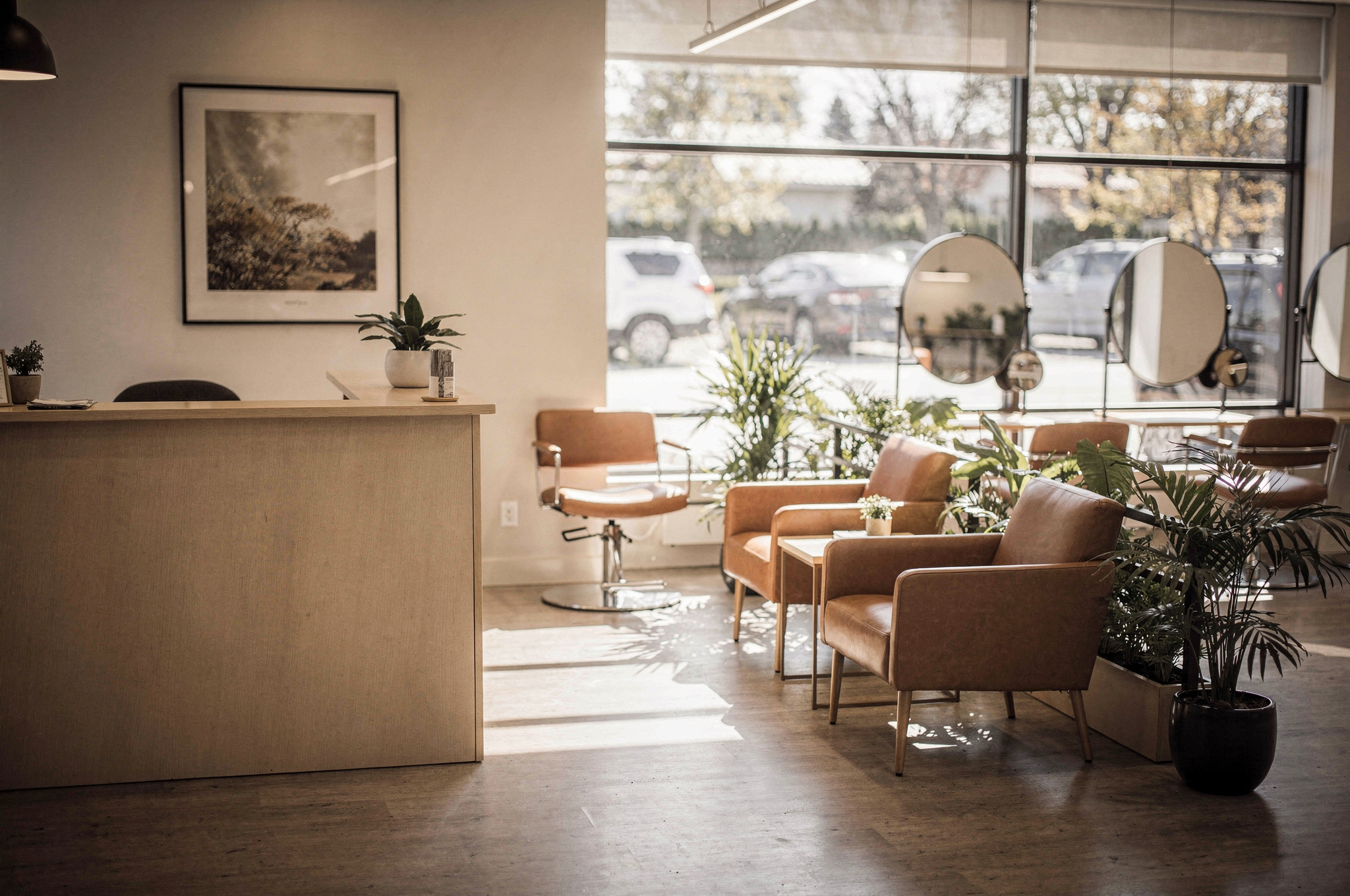 surrey clova hair design shop4 v2 Top Hair Salons in Surrey Clova Hair Design reception and waiting area in Fleetwood with warm decor and large windows