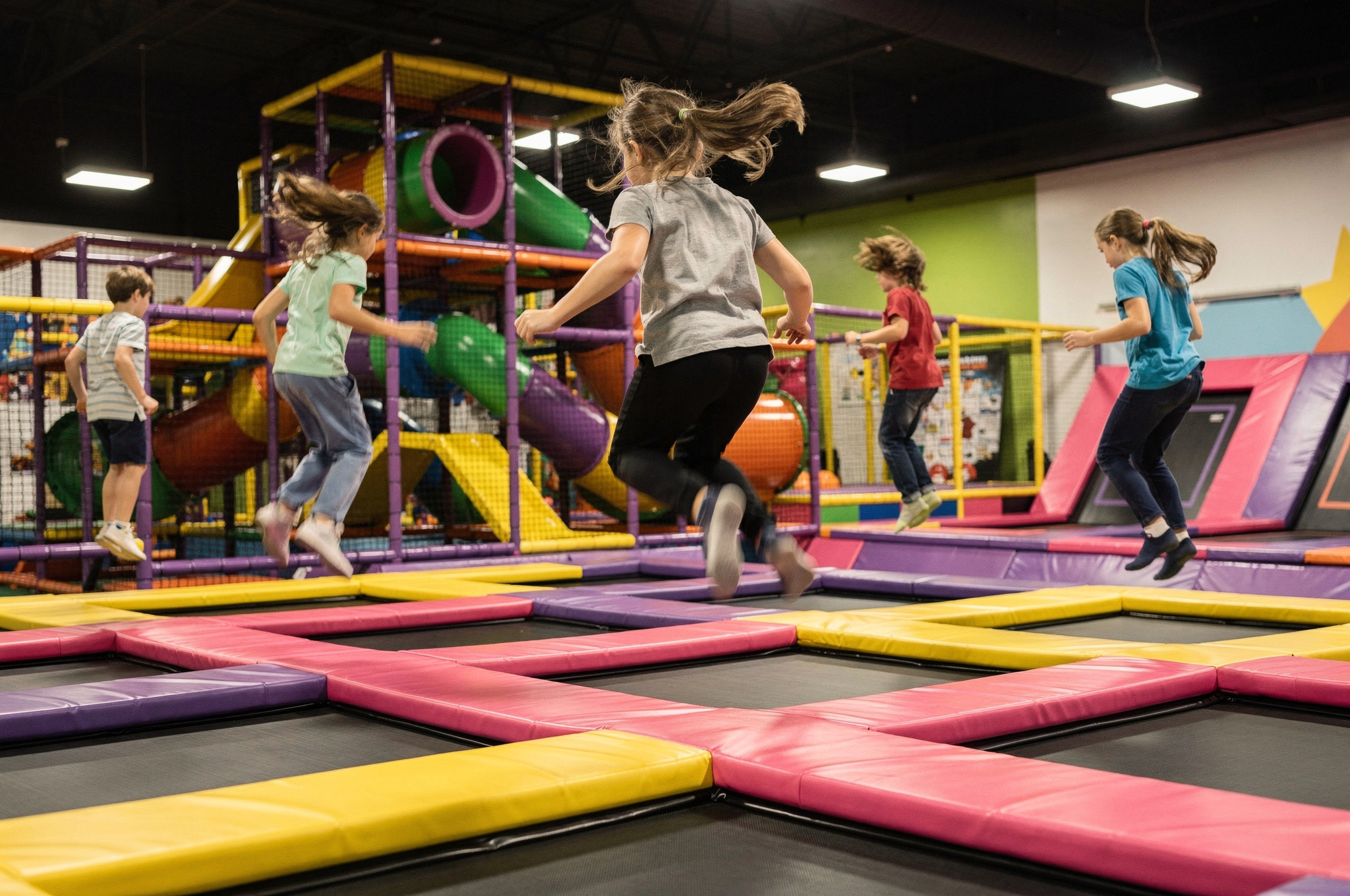 surrey bc indoor activities v2 What to Do in Surrey on a Rainy day children jumping on colorful trampolines at an indoor play park