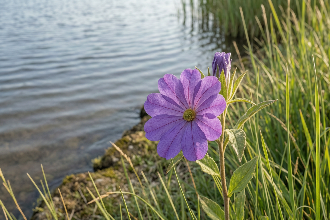 A close-up of a purple flower