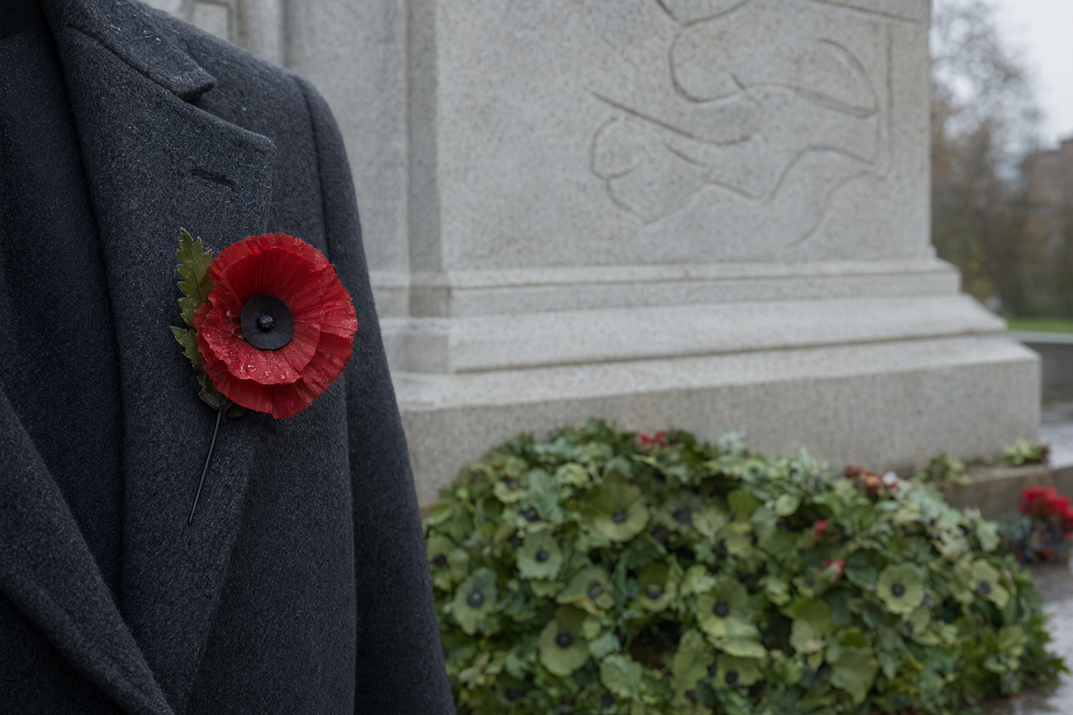 remembrance day surrey sec0 1 Remembrance Day in Surrey 2026: Ceremonies Across the City A stone monument with wreaths at its base in a quiet park